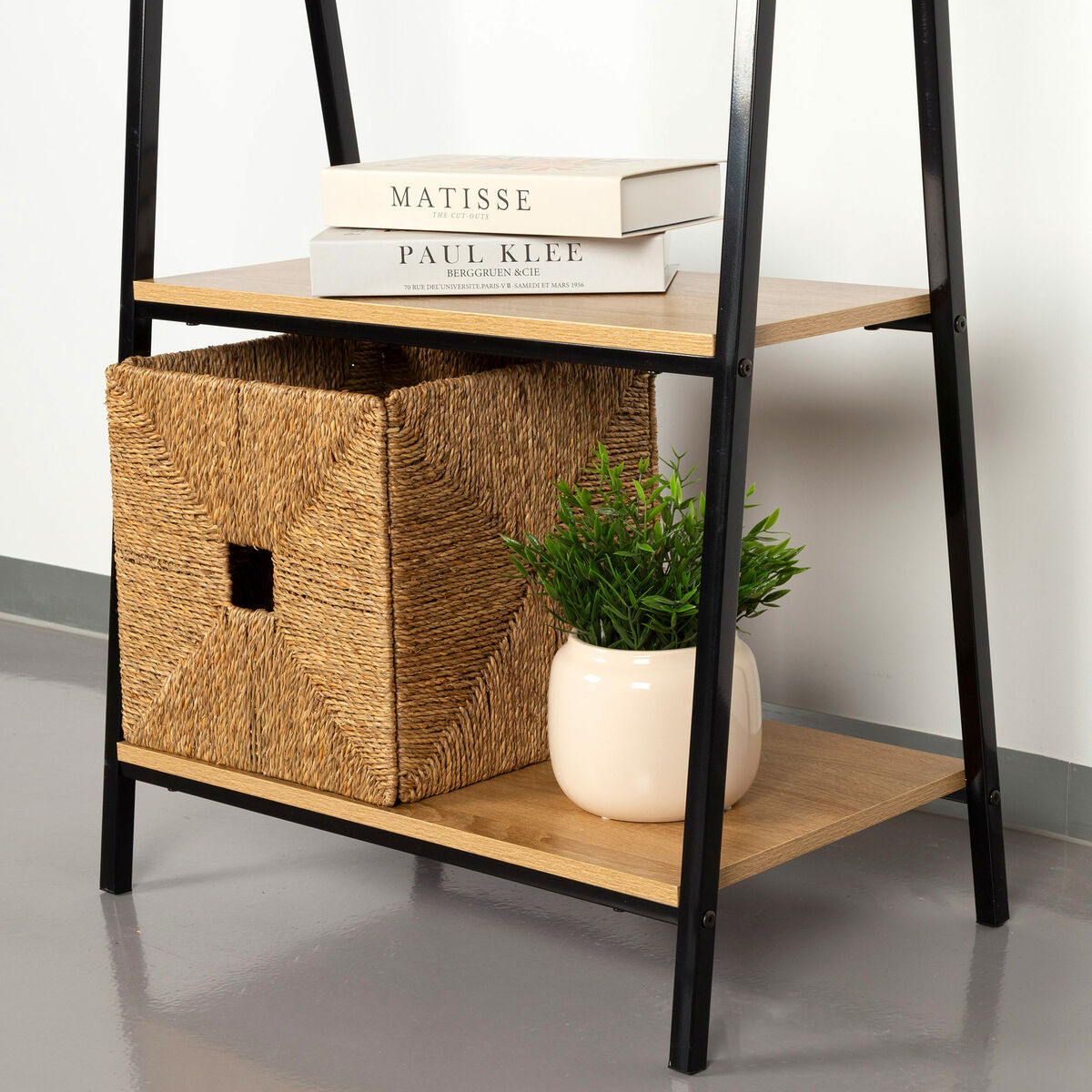 Garderobenständer mit Regal Max Home Stahl Melamin‑Spanplatte Minimalistisch 64 × 150 × 40 cm