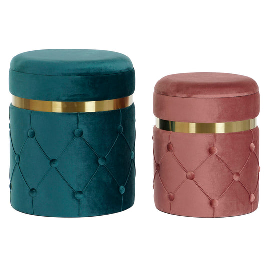 Fußhocker DKD Home Decor 36 × 36 × 44 cm Polyester Samt MDF‑Holz