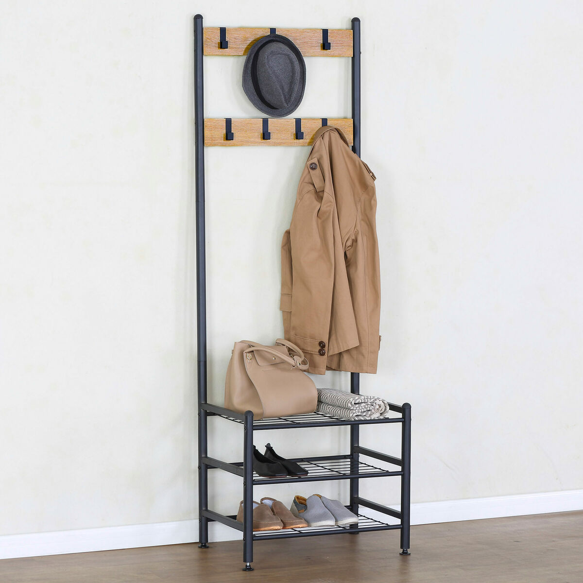Garderobe mit Einlegeboden Max Home Stahl Melamine Spanplatte Minimalistisch 60 x 175 x 40 cm